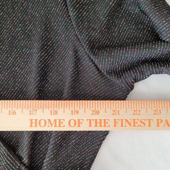 Lane Bryant Womens Blouse Size 14 16 Black Rainbow Sparkle Stripes Tie Front NWT - Picture 11 of 12